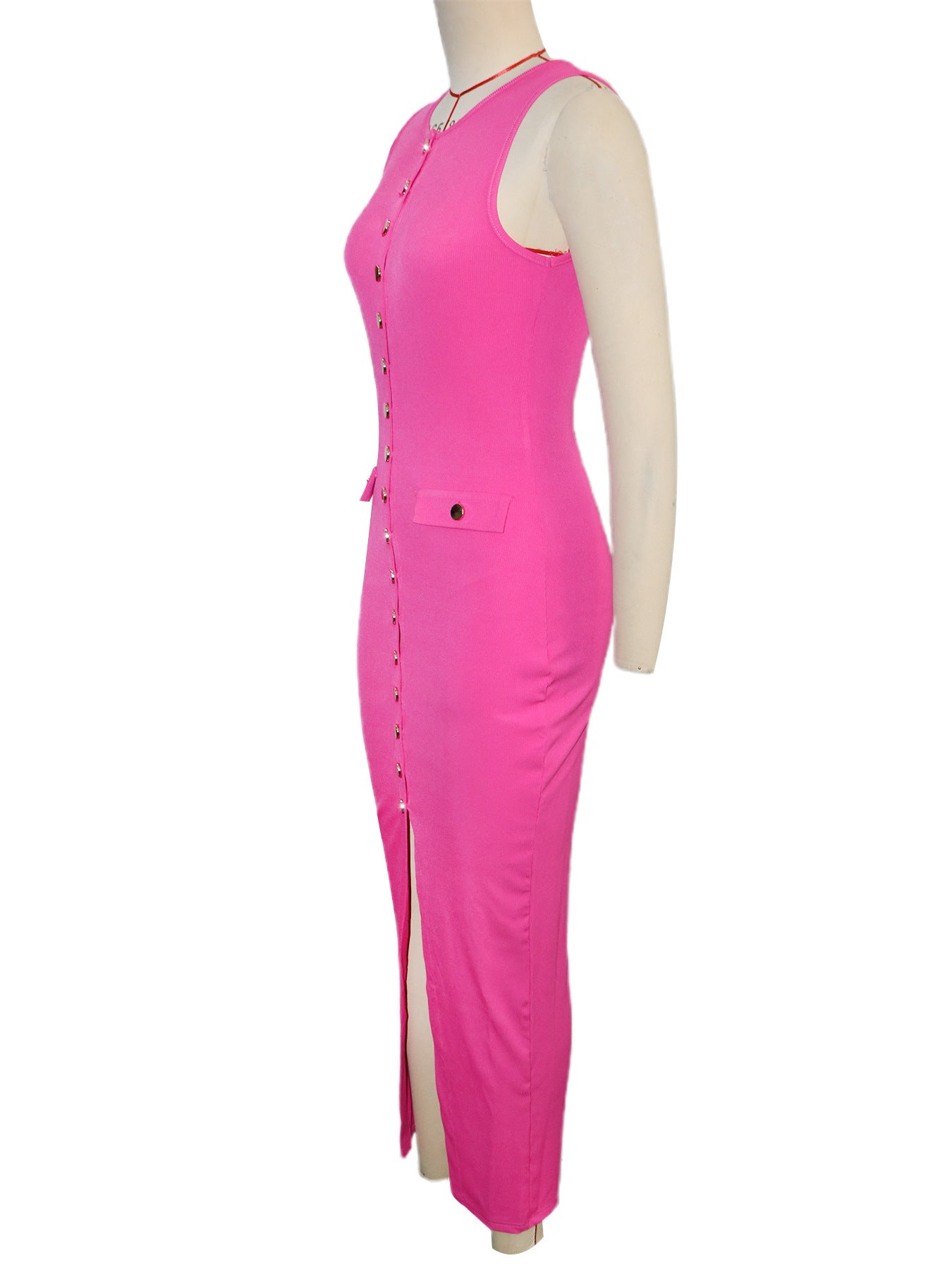 Women Casual Solid Sleeveless Ribbed Dress 6