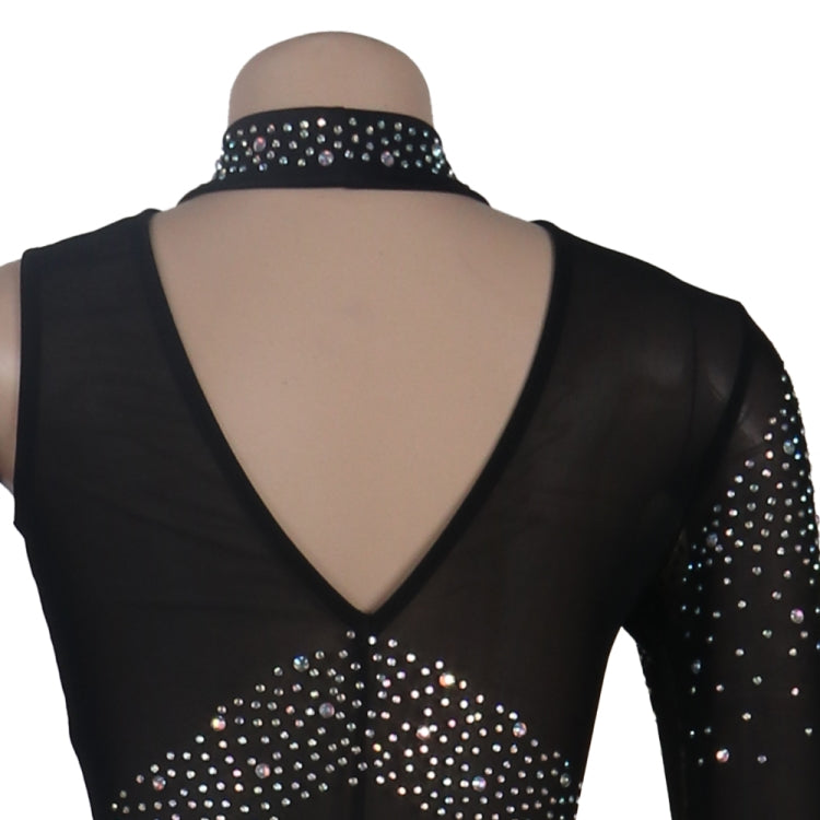 Fall Sexy Black Sequins One Shoulder High Neck Long Dress 6