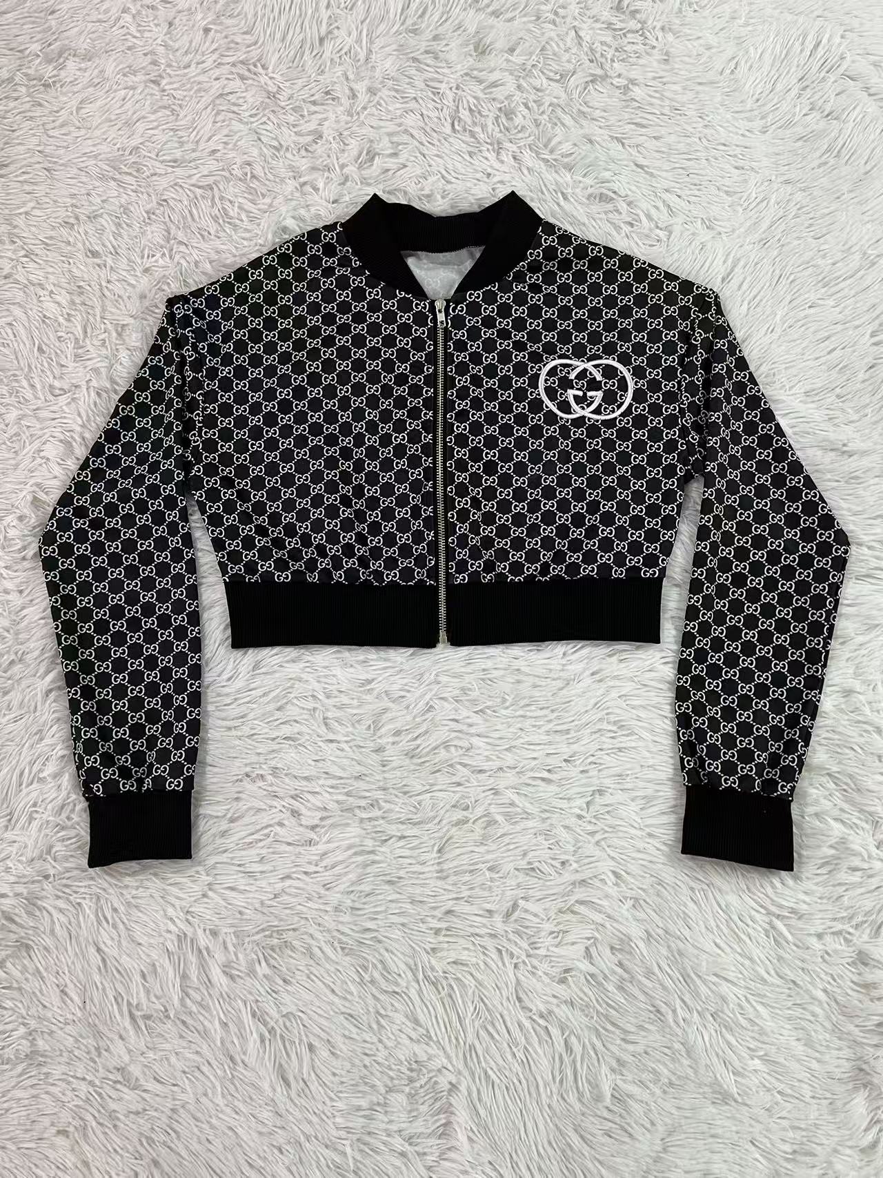 Women Printed Embroidered Ribbed Long-Sleeved Zippered Jacket 10