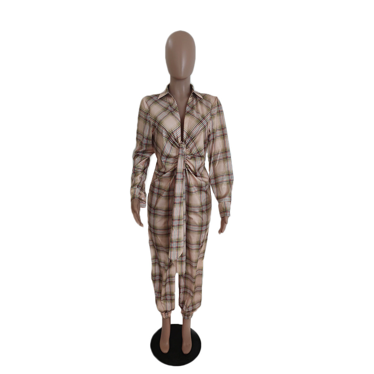 Women's Tie Dye Check Sexy Loose Jumpsuit 9