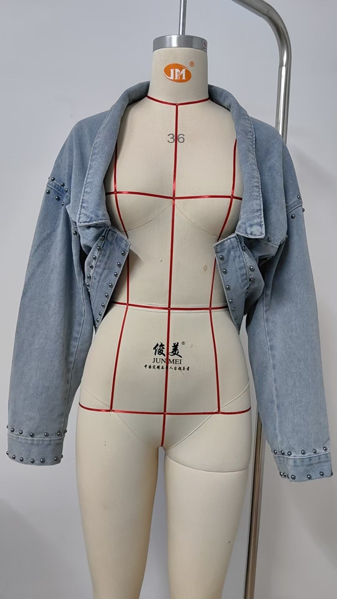 Women's Loose Long-Sleeved Rivet Denim Jacket Tops 13