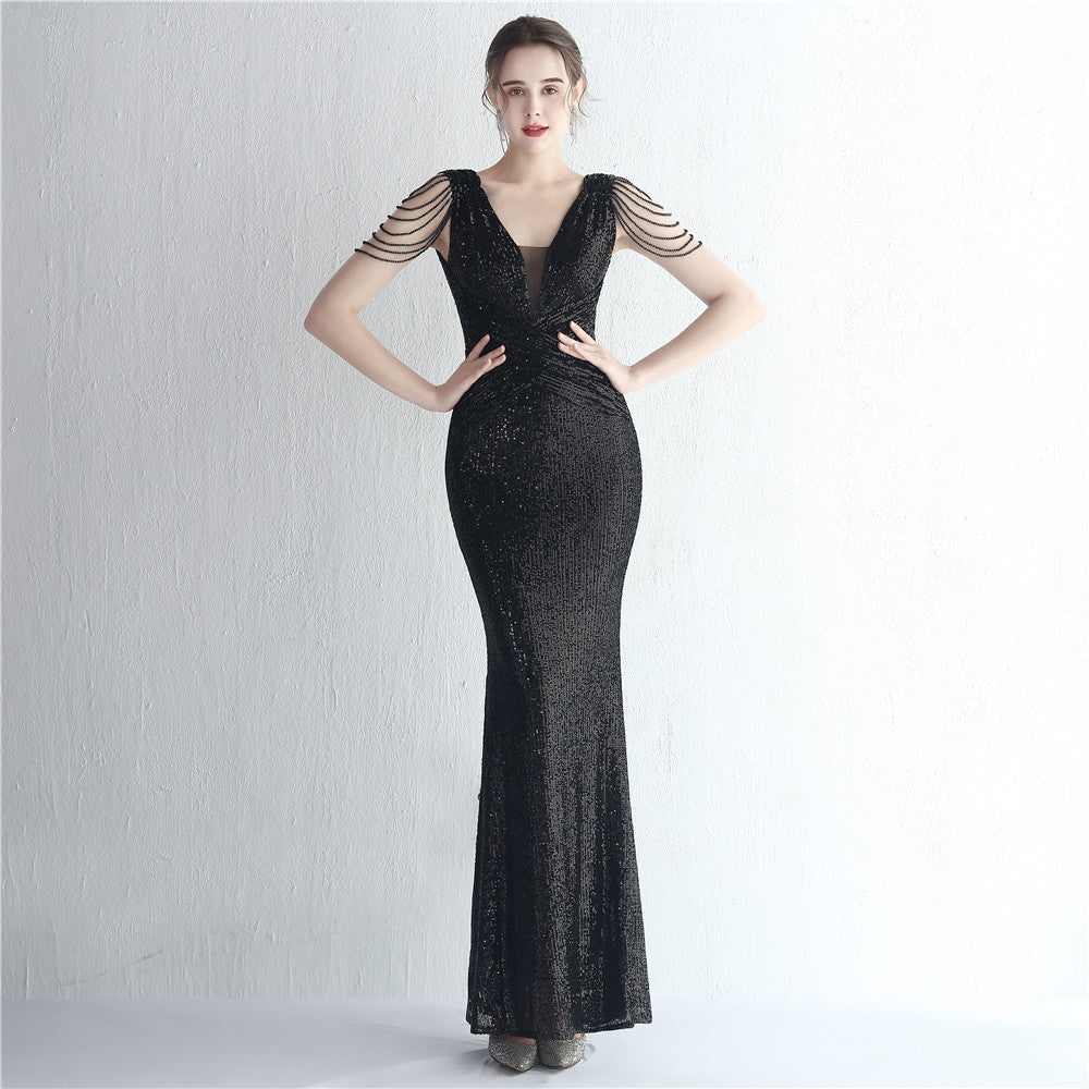 Women Sequin Sequin Long Evening Dress 9