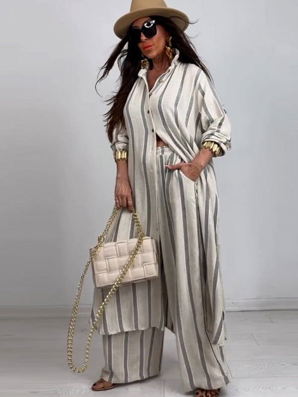 Summer Elegant Sexy V-Neck Top Printed Wide-Leg Pants Two-Piece Set 6