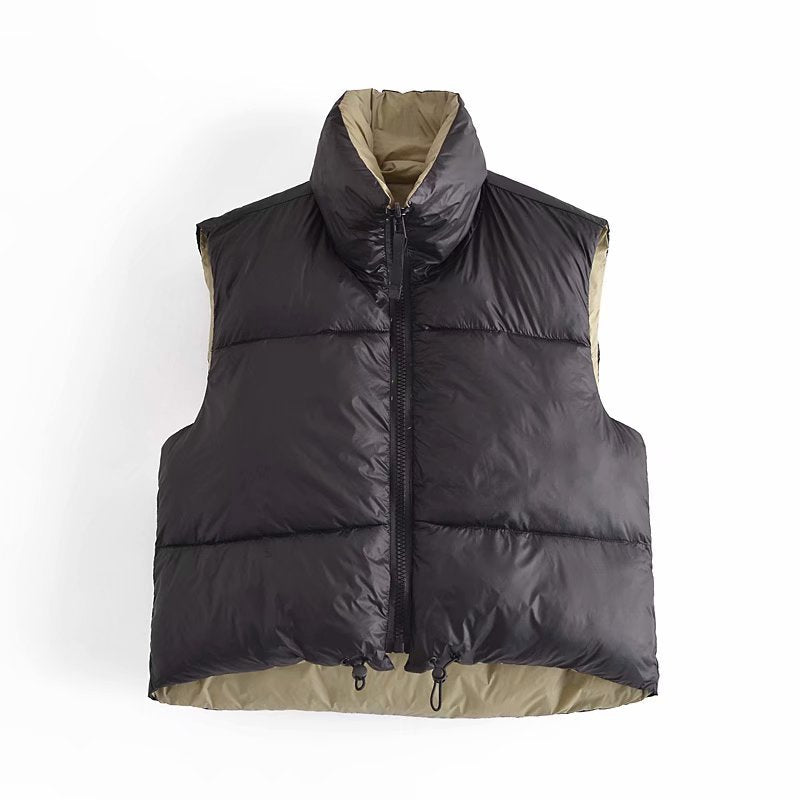 Women Reversible Stand Collar Vest 21