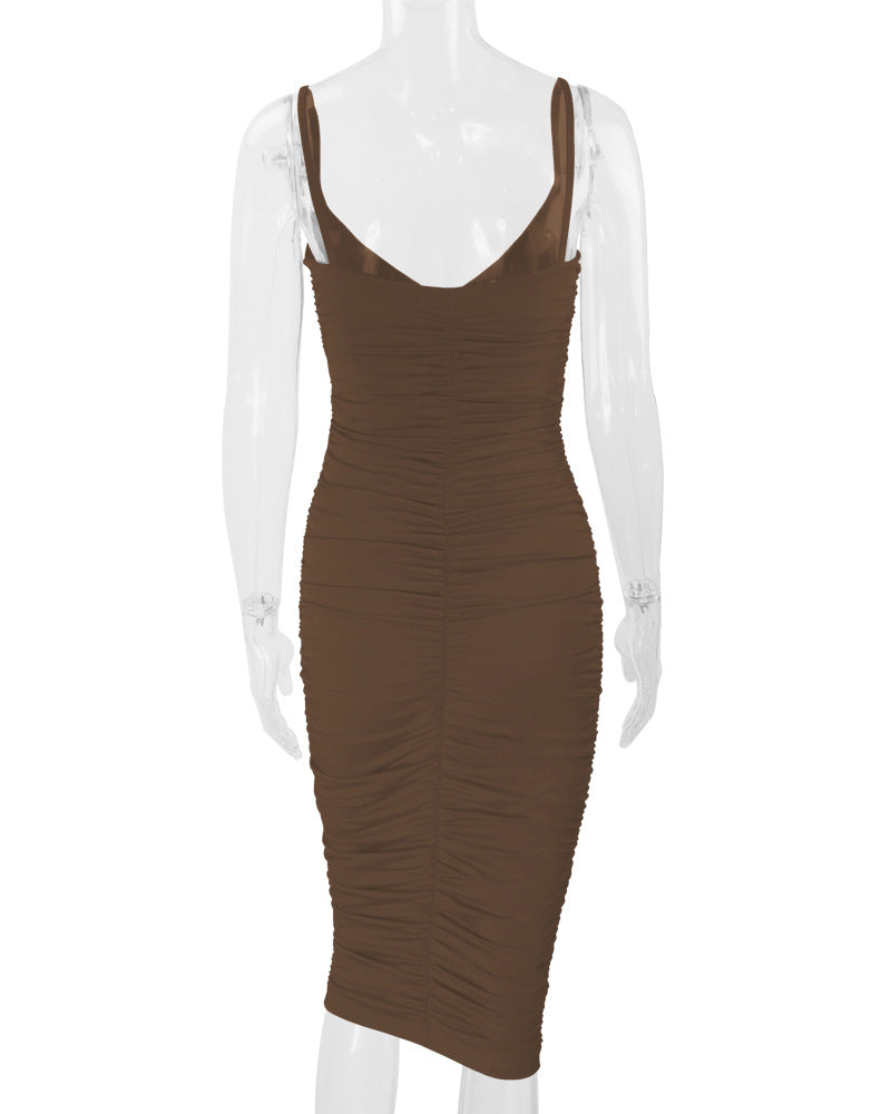 Women Sexy Backless Suspender Dress V-neck Bodycon Dress 20