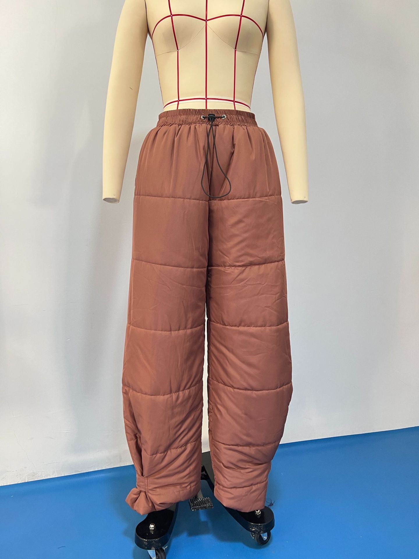 Women Vintage Lace Up Elastic Pocket Pant 12