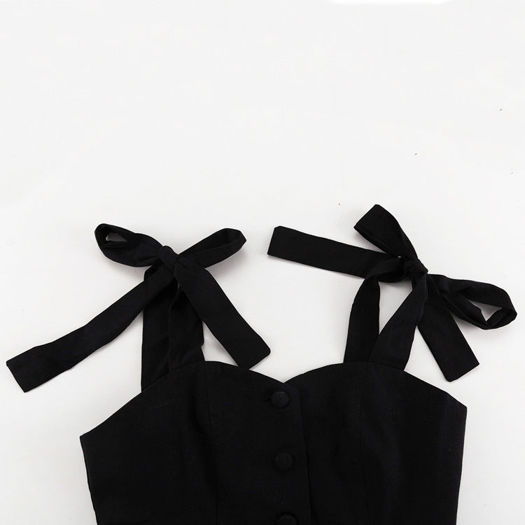 Spring/Summer Fashionable Strap High-Waist Wide-Leg Two-Piece Pants Set 8