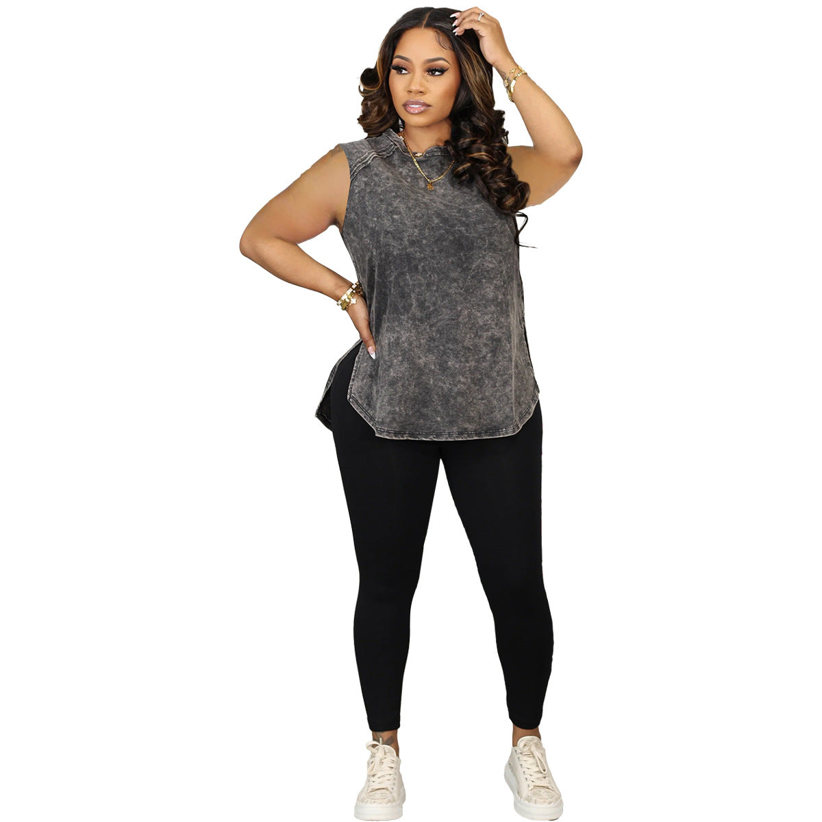 Women Printed Casual Sleeveless Top and Pant Two-Piece Set 8