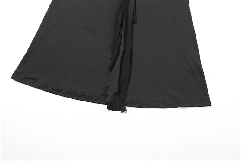 Fashion Women's Solid Color Semi-Turtleneck Metal Button Sleeveless Slim Sexy Dress 14