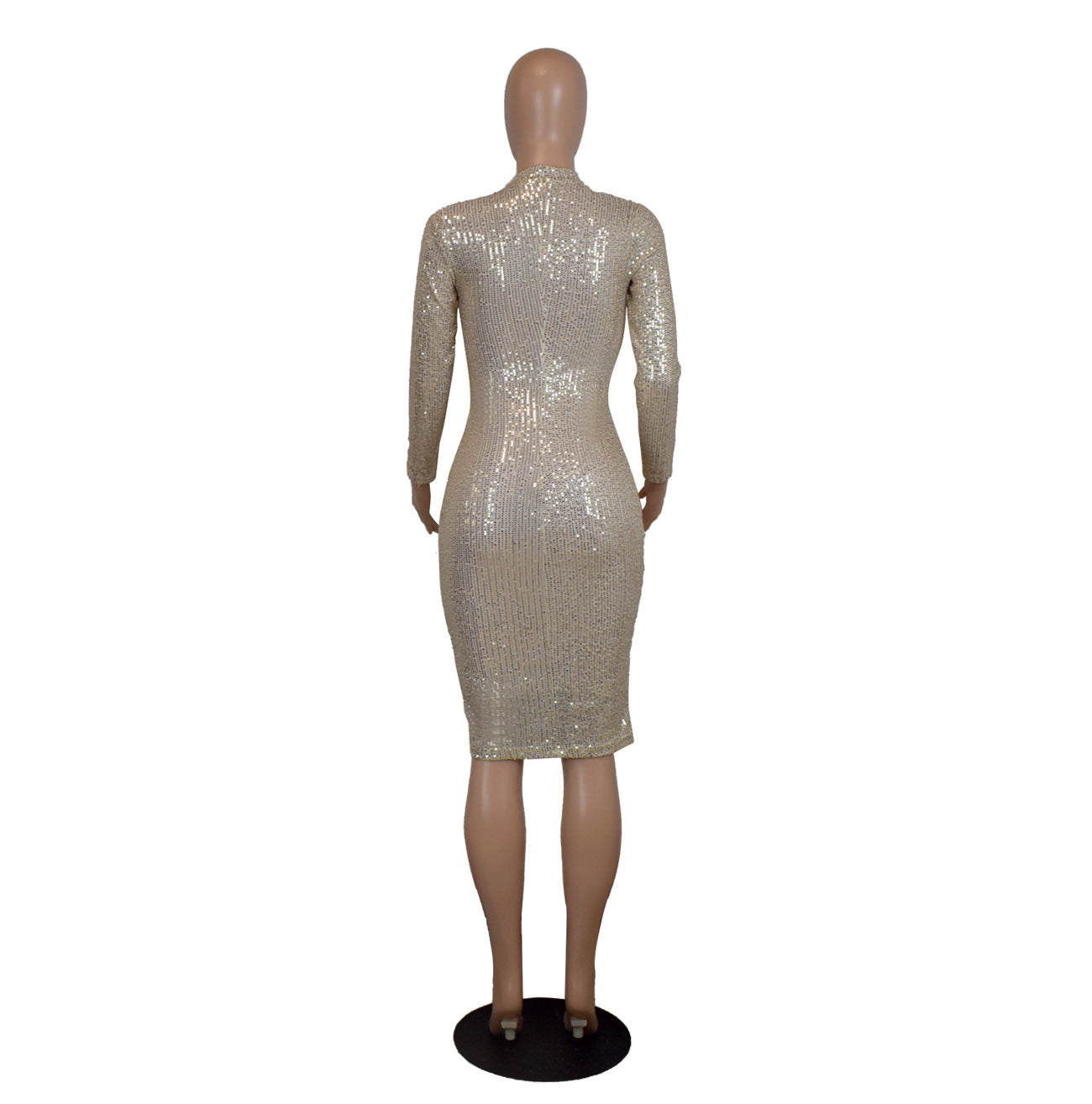 Women Fall Winter Sequin Long Sleeve Sexy Bodycon Dress 8