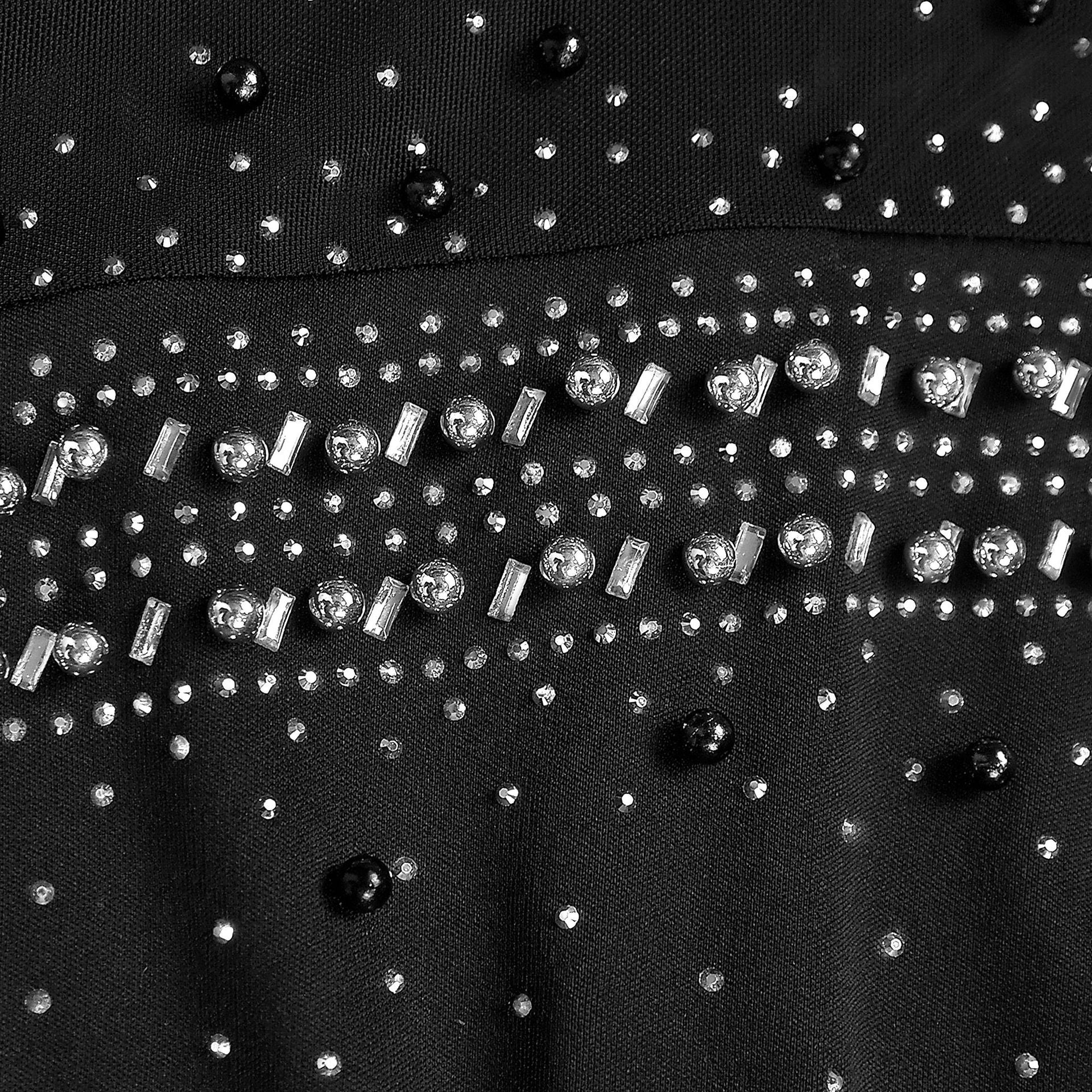 Women's Beaded Chiffon Mesh Cape Sleeve Evening Gown 15