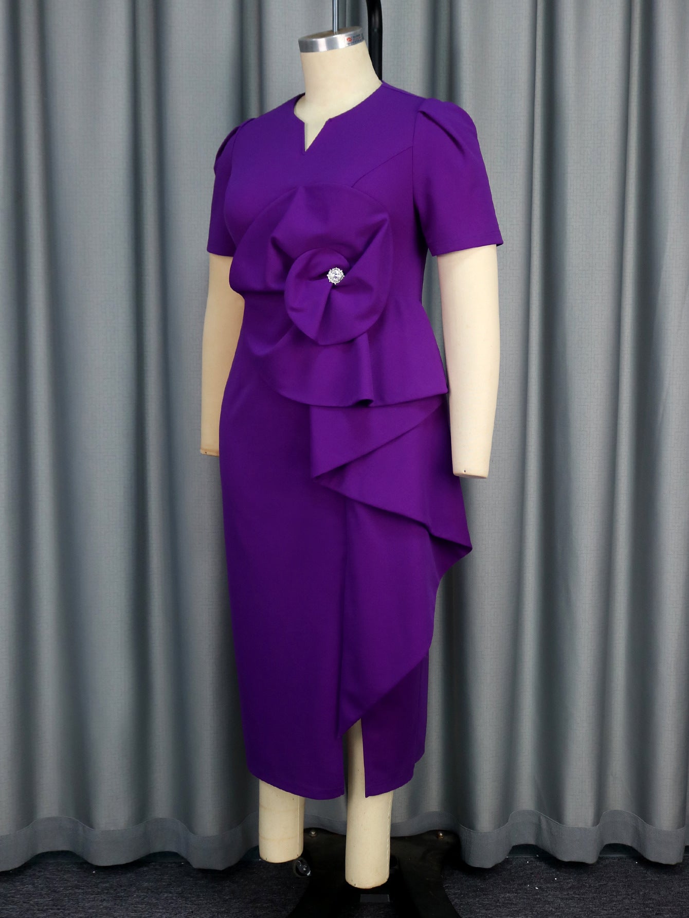 Plus Size Floral High Waist Cocktail Party Dress 4