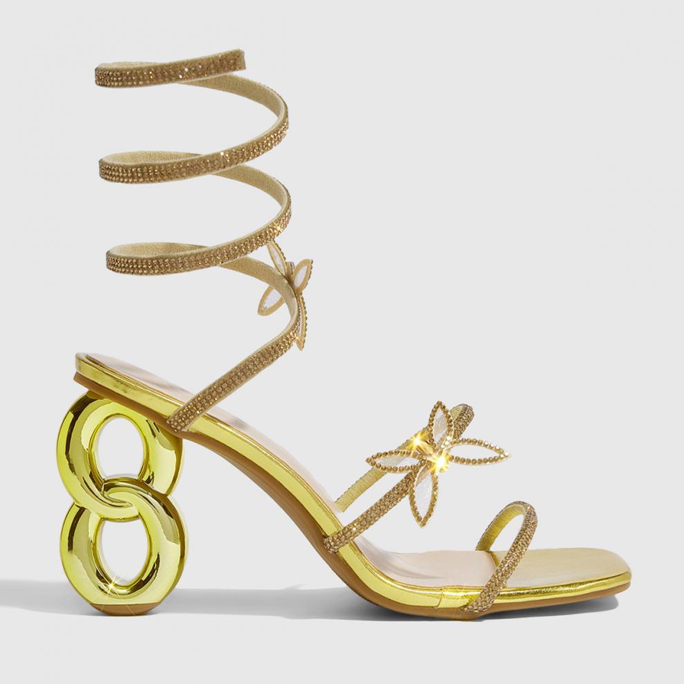 Women Sexy Rhinestone Butterfly High-heeled Sandals 8