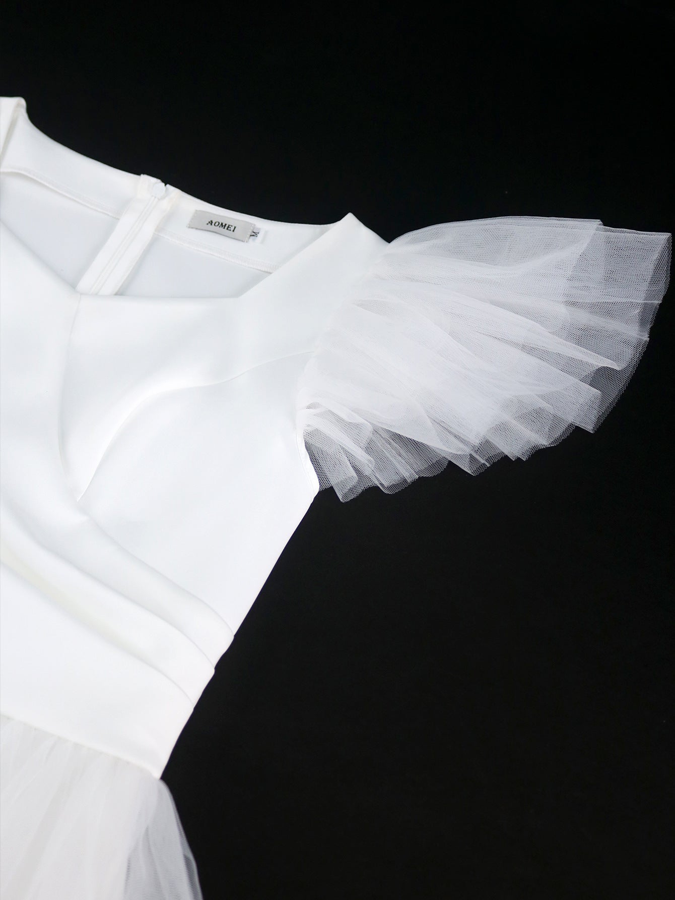 Wedding V-Neck Flying Sleeve Elegant Puffy Mesh Evening Bridesmaid Dress 12