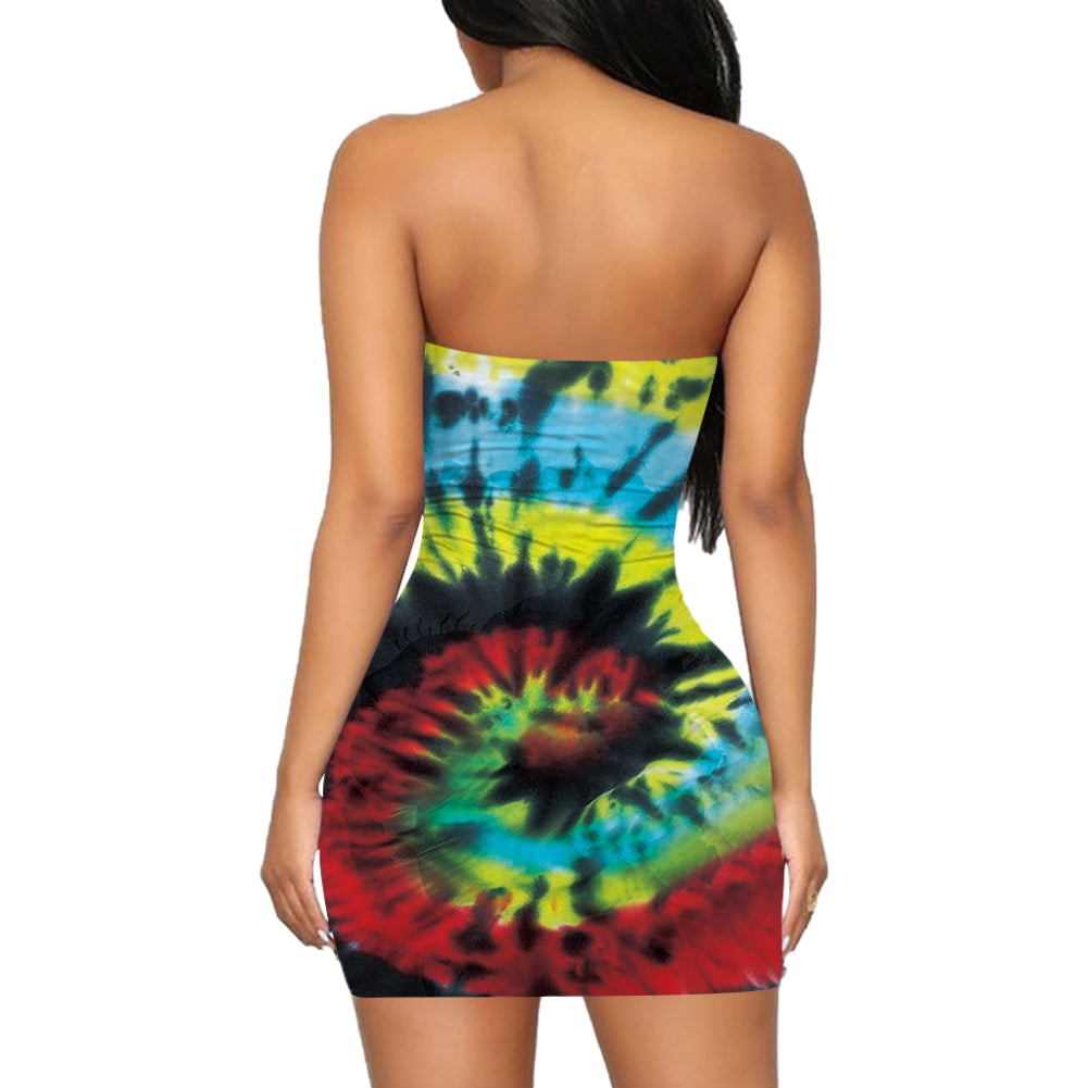 Summer Tie Dye Sexy Tube Dress