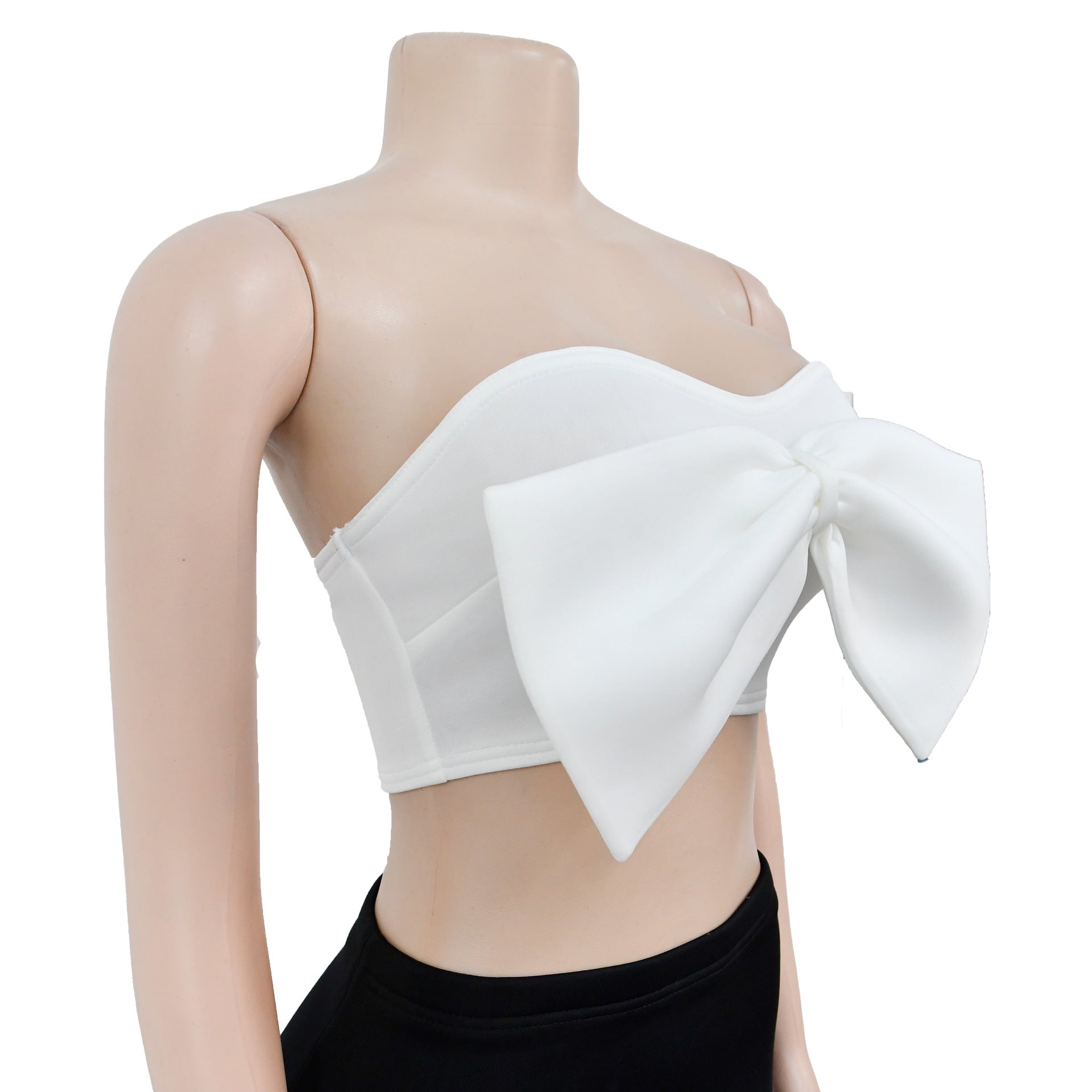 Women Sleeveless Strapless Bow Top and Bodycon Skirt Two-Piece Set 17