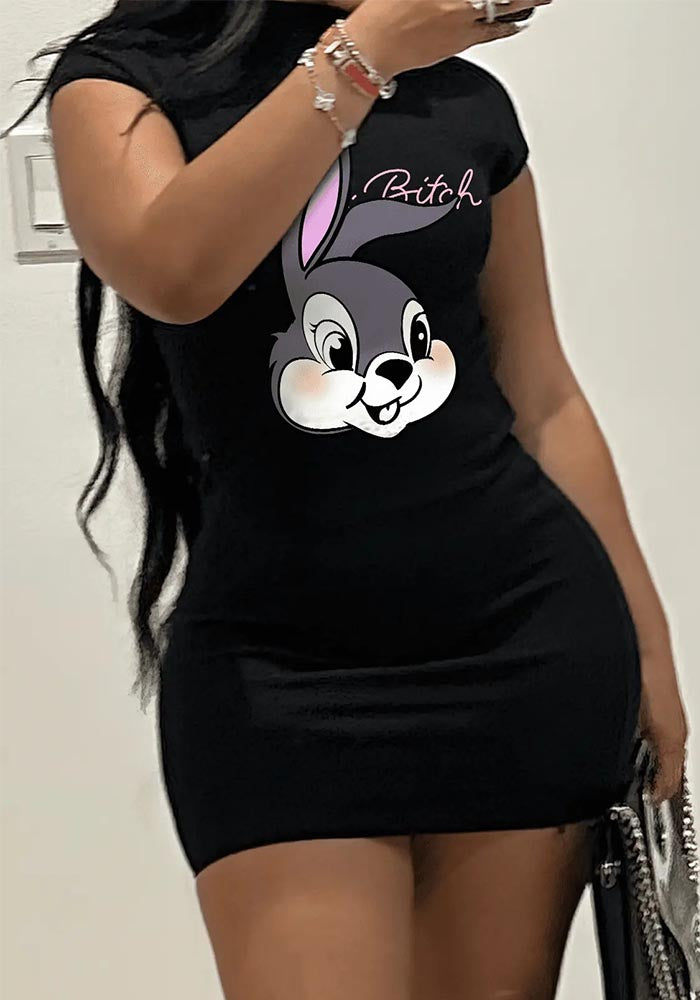 Women's Spring And Summer Sexy Short-Sleeved Print Bodycon Dress