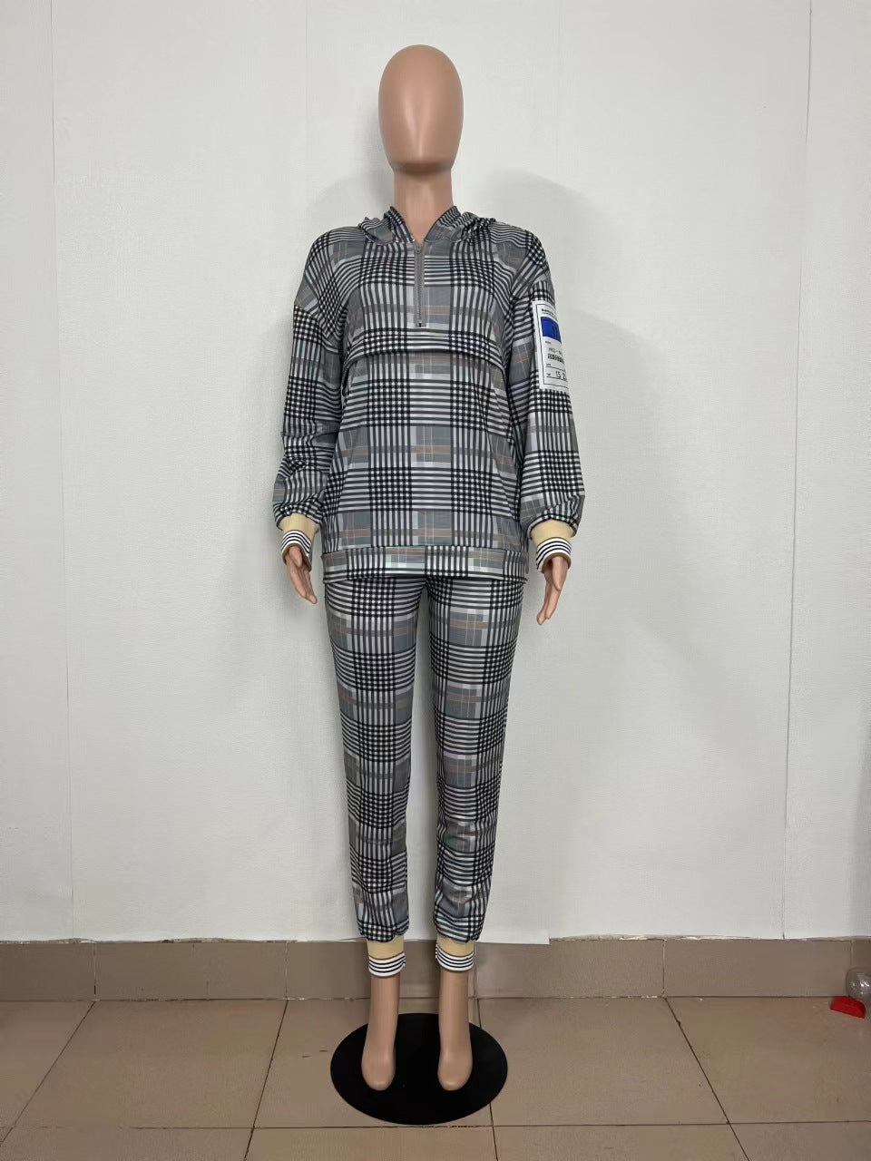 Women Printed Long Sleeve Top and Trousers Two-piece Set 17