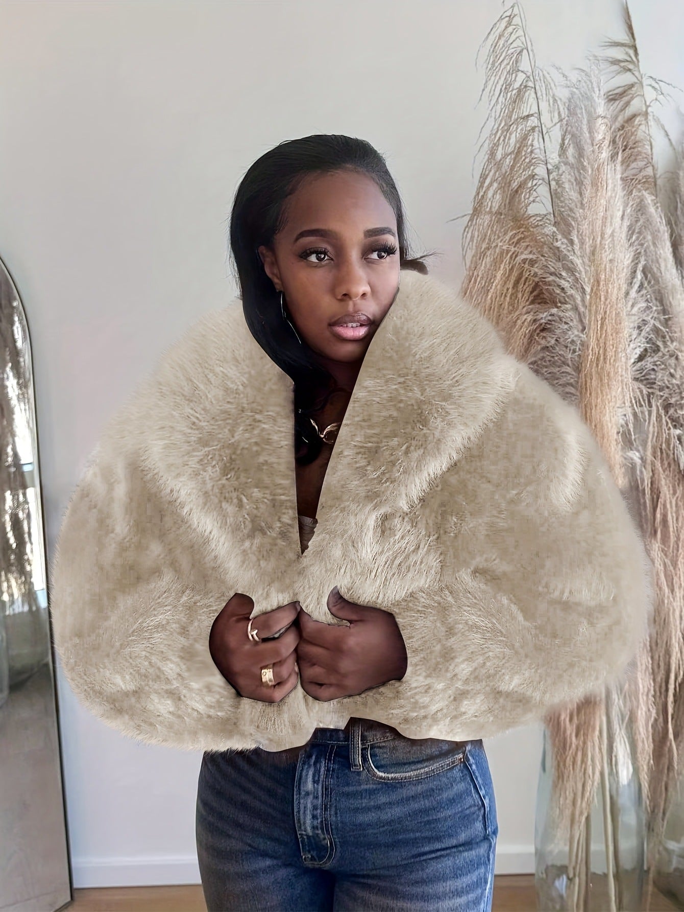 Women Fall/Winter Turndown Collar Pu-Leather Crop Jacket 10