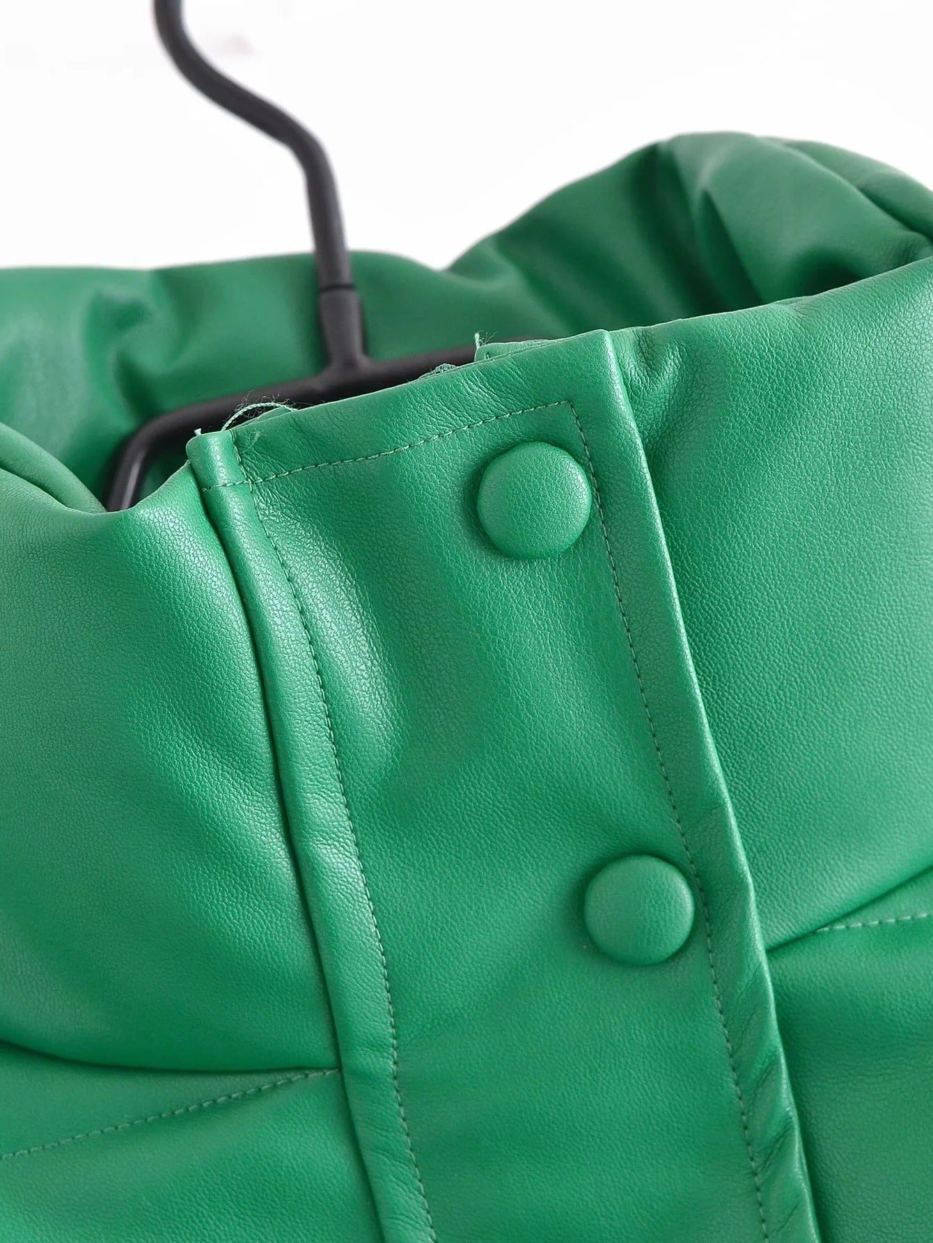 Leather Casual solid color leather cotton-padded Stand Collar jacket 27