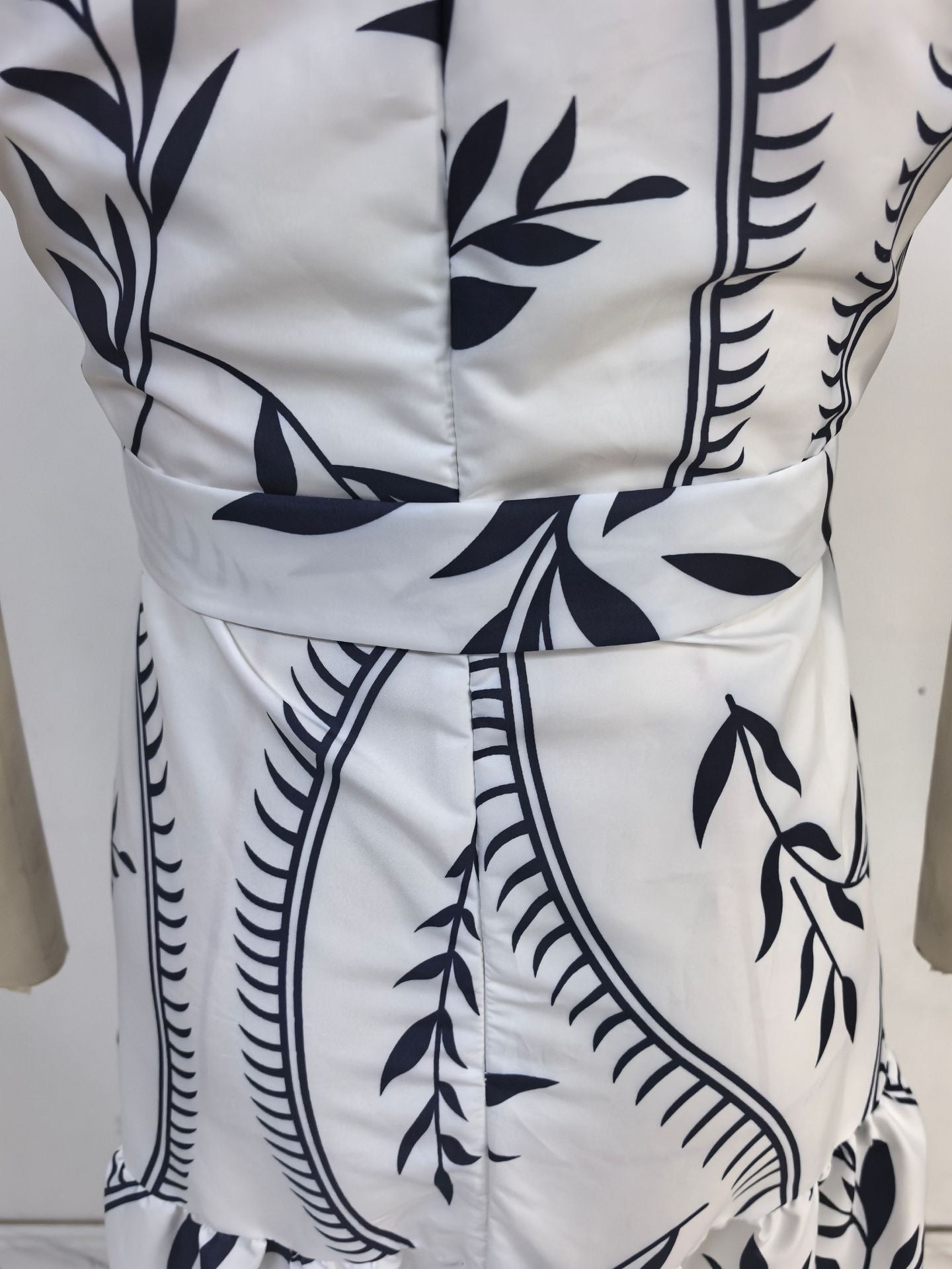 Women Spring/Summer Printed Ruffle V-Neck Sexy Maxi Dress 14