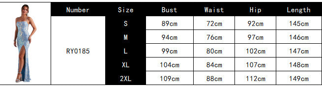 Women Sexy Off Shoulder Sequined Elegant Slit Formal Party Evening Dress 16