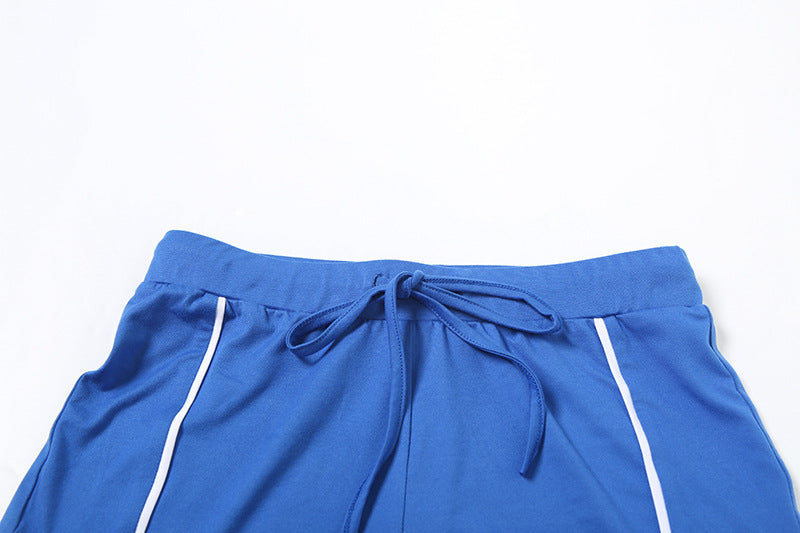 Women Summer Casual Style Long Sleeve Top and Shorts Two-piece Set 14