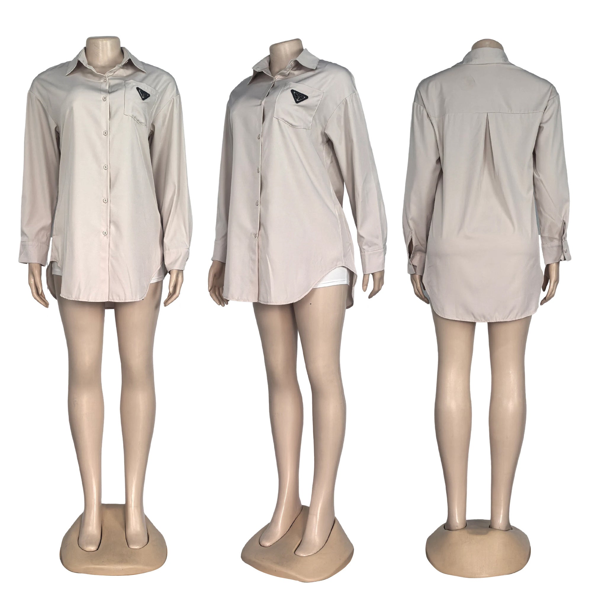 Women solid long-sleeved casual shirt with pockets 10