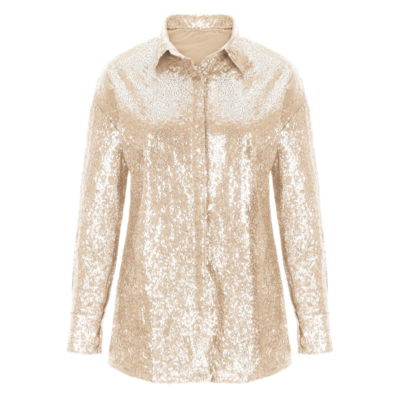 Women sequined loose long shirt 4