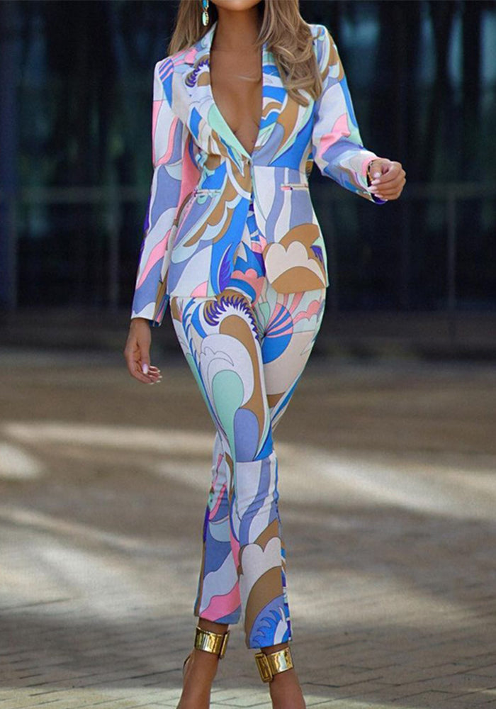 Women Autumn/Winter Casual Blazer and Pant Two-Piece Set