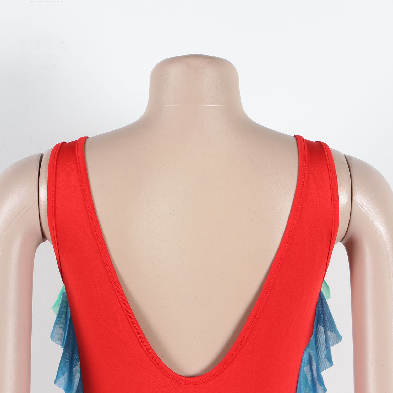 Women Contrasting Ruffles Line Irregular Mini Dress 25