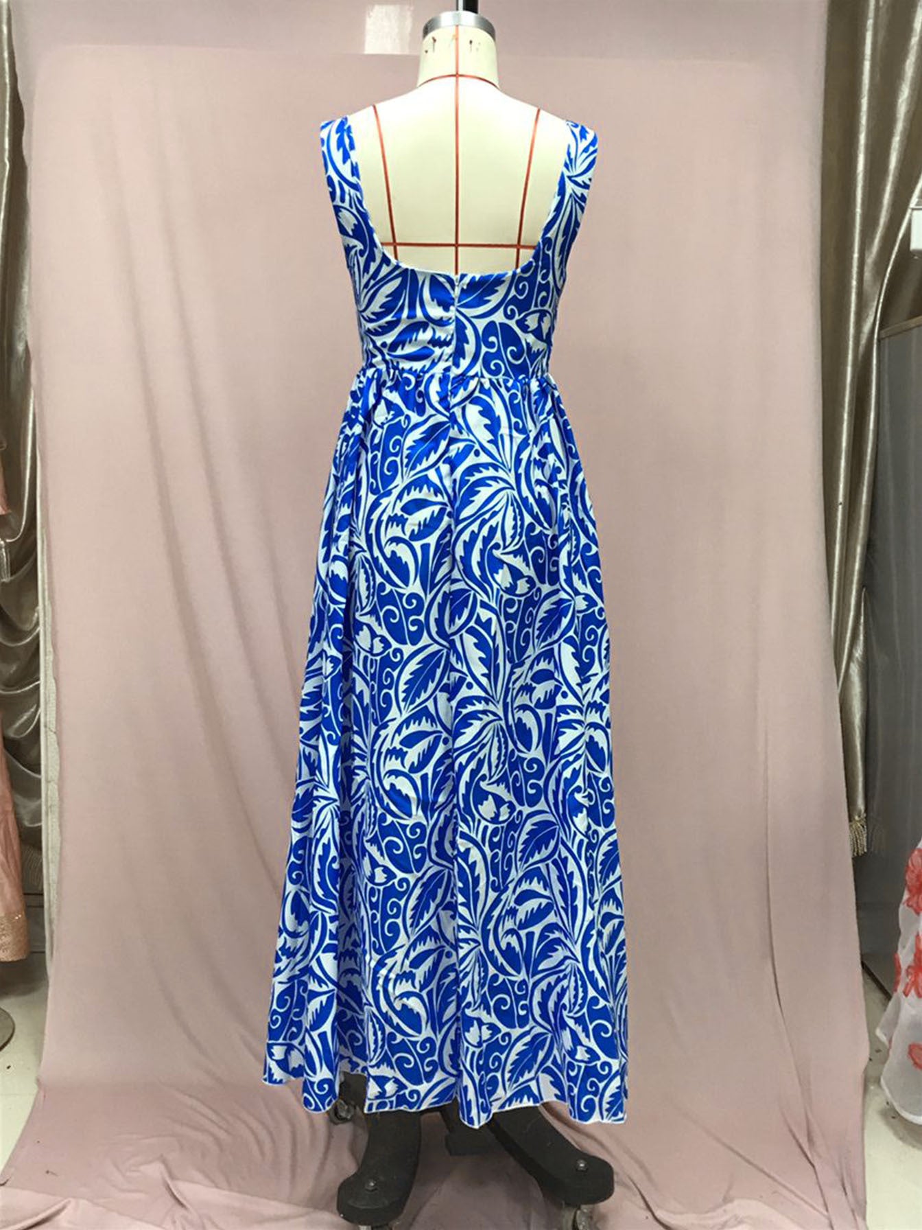 Women Summer Sexy Halter Print Slit Maxi Dress 8