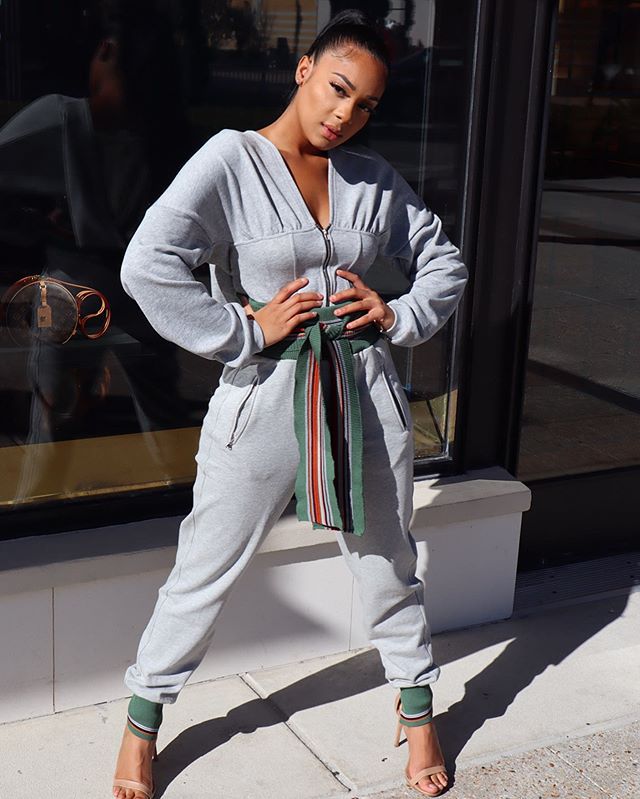 Women Sexy Elastic Waist Loose Hooded Zipper Top 10