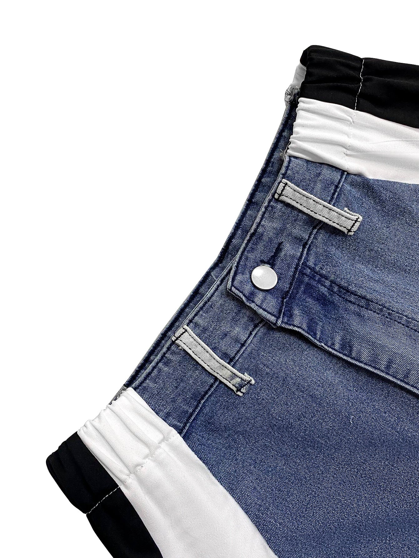 Women's street fashion leopard print patchwork straight denim trousers 12