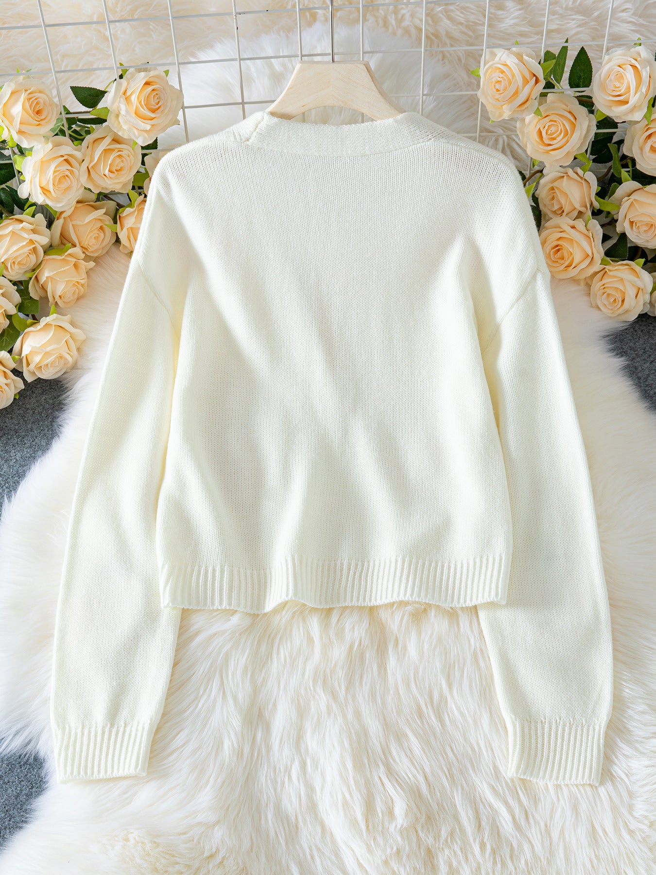 Strawberry Pattern Women's Elegant Knit Cardigan Fall Winter Button Long Sleeve Sweater 6