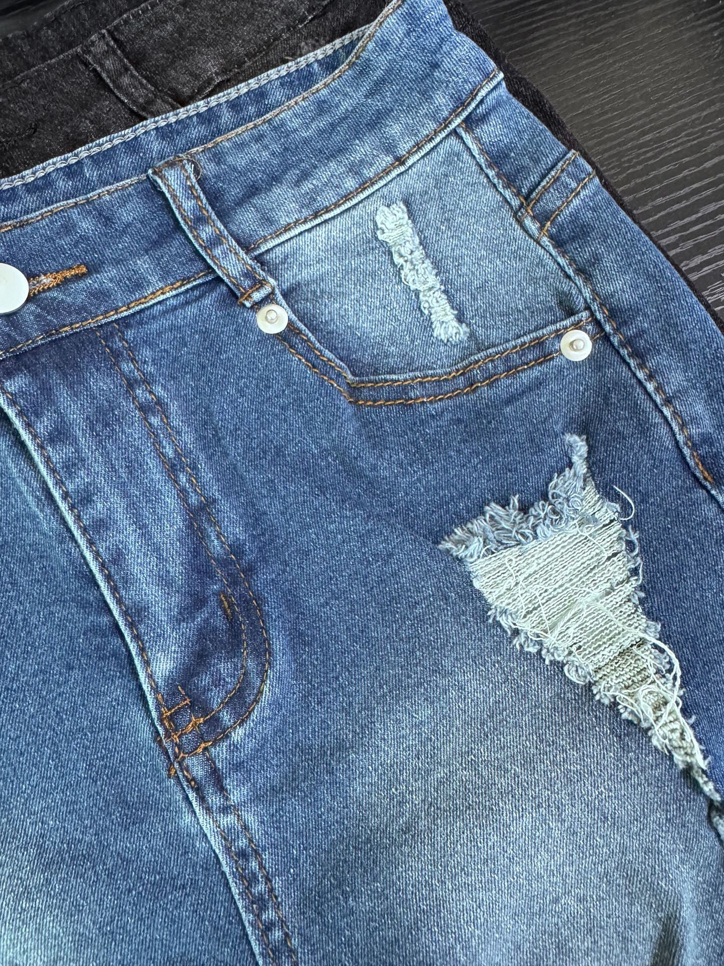 Plus Size Women Sexy Ripped Stretch Denim Shorts 17