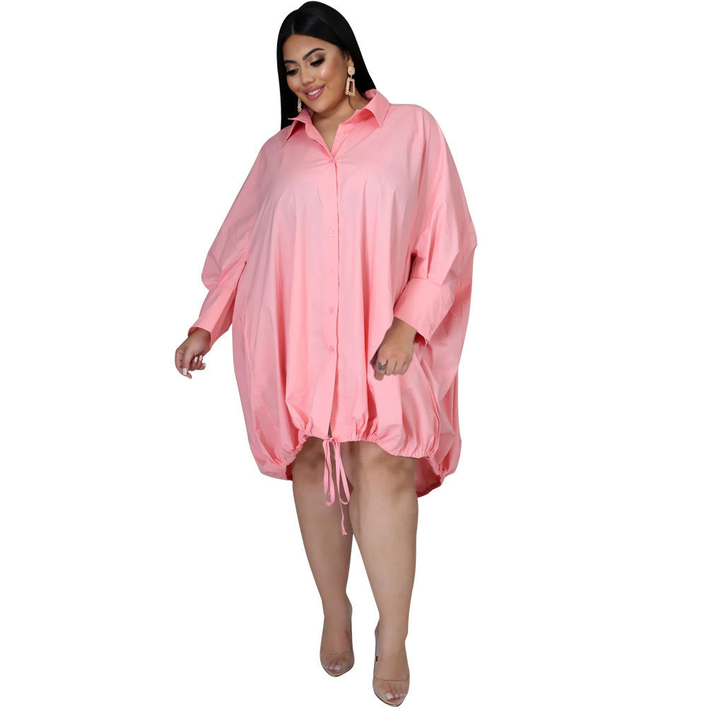 Women Long Sleeve Solid Loose Dress 7