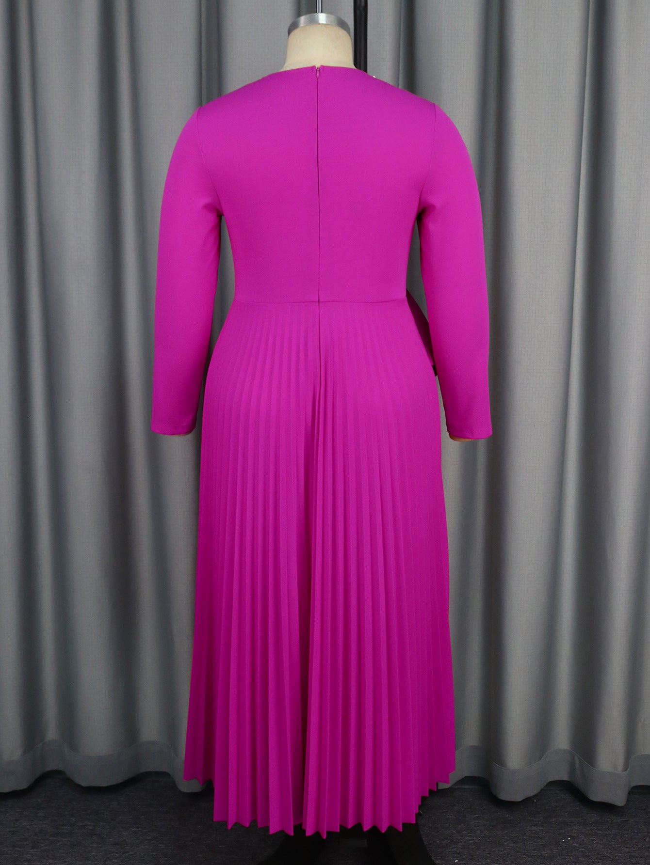 Women autumn and winter diamond v-neck bow party formal party pleated dress 13