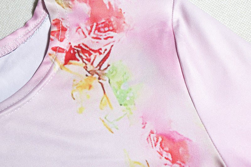 Women Printed Round Neck Long Sleeve Bodycon Maxi Dress 18