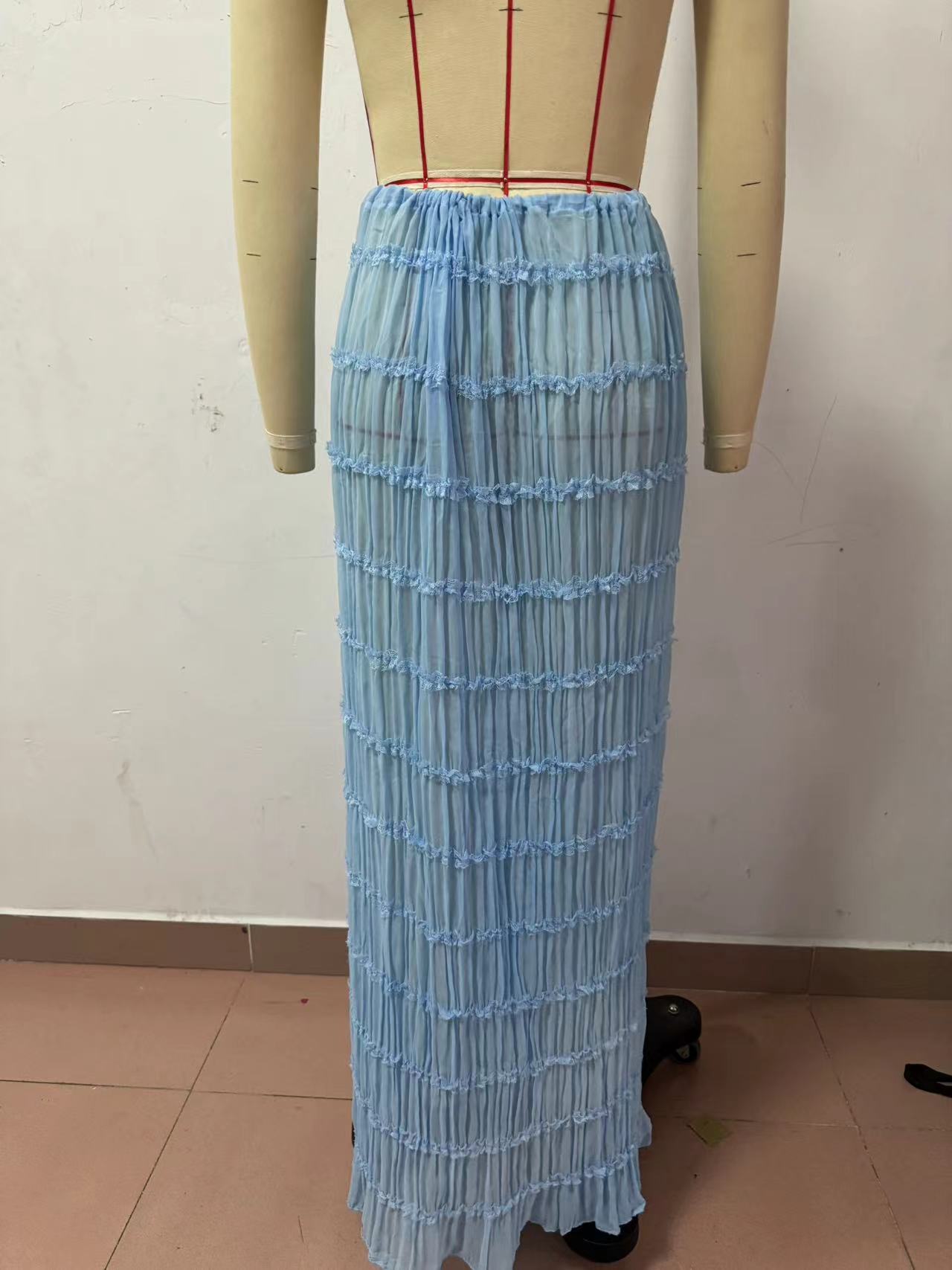 Women Spring Summer Casual Halter Neck Top and Long Skirt two-piece set 13