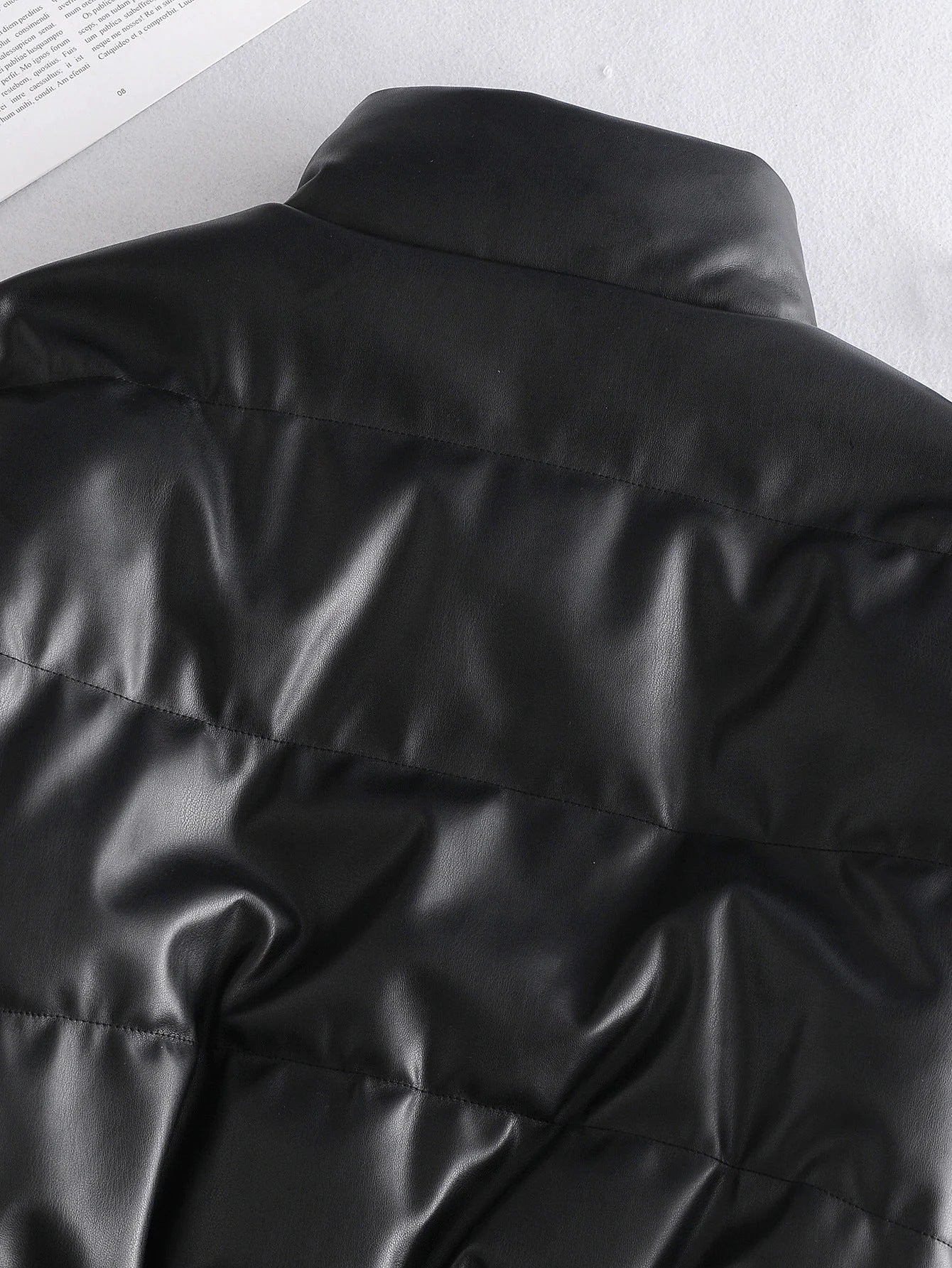 Leather Casual solid color leather cotton-padded Stand Collar jacket 76