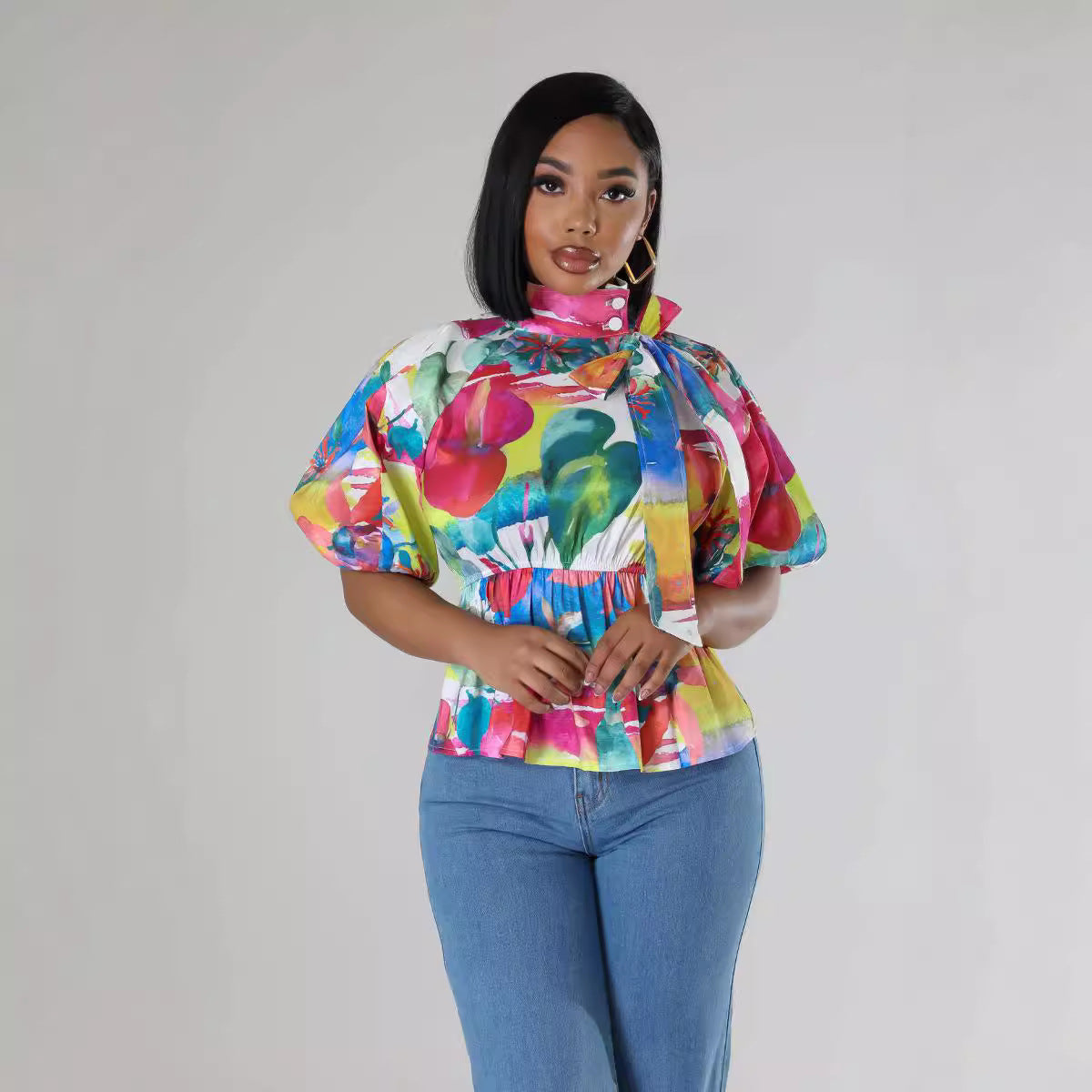 Women Casual printed shirt outfit 5