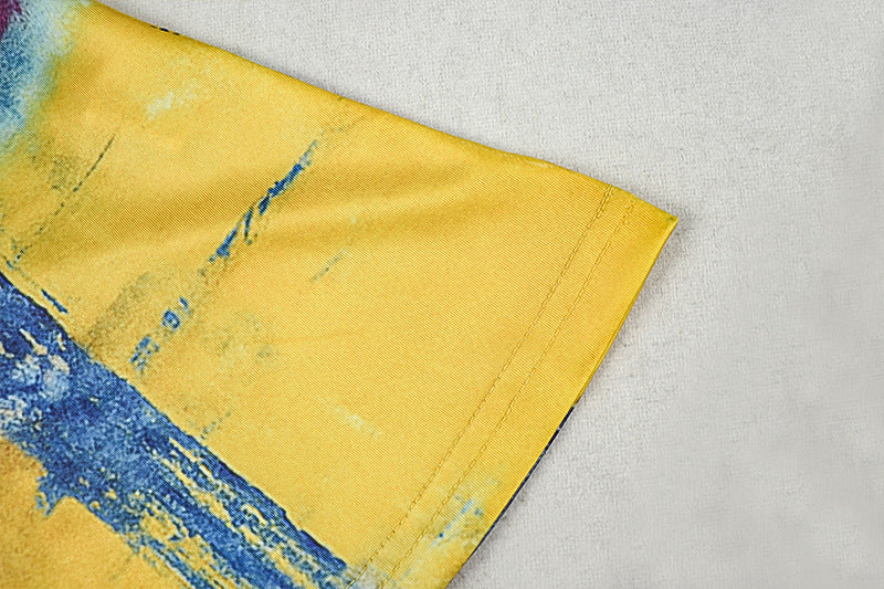 Color Block Print Women's Slim Waist Trendy A-Line Short Dress 14