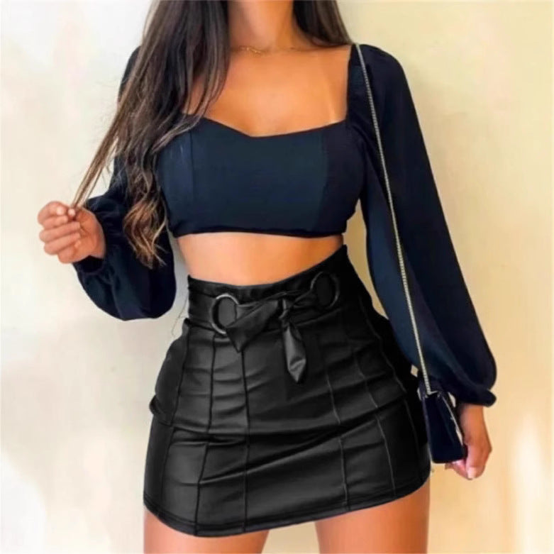 High-Waist Bodycon PU Leather Mini Skirt 4