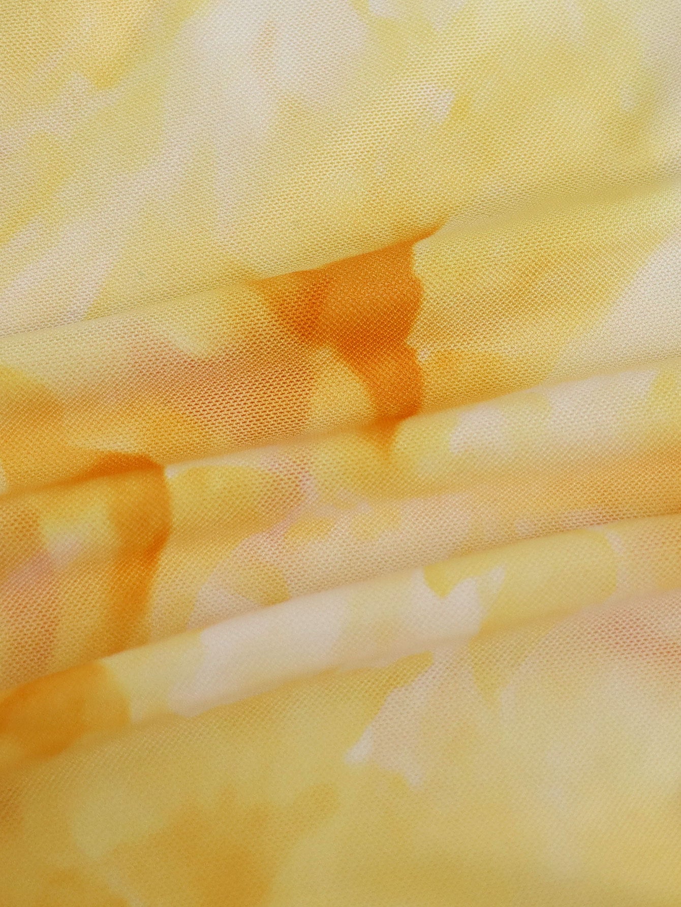 Elegant Strapless Yellow Tie-Dye Printed Side Slit Slim Summer Holidays Dress 11