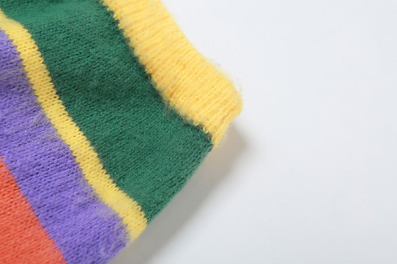 Autumn Women's Sexy Knitting Long-Sleeved Contrast Color Top High Waist Bodycon Skirt Suit For Women 24