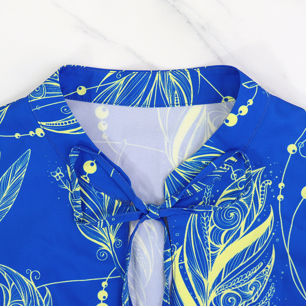 Ruffle Short Sleeve Slim Waist Chic Long Dress 6