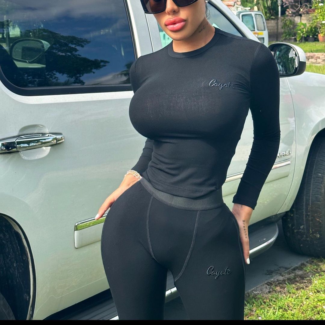 Women Solid Long Sleeve Top and Pant Two-piece Set 9