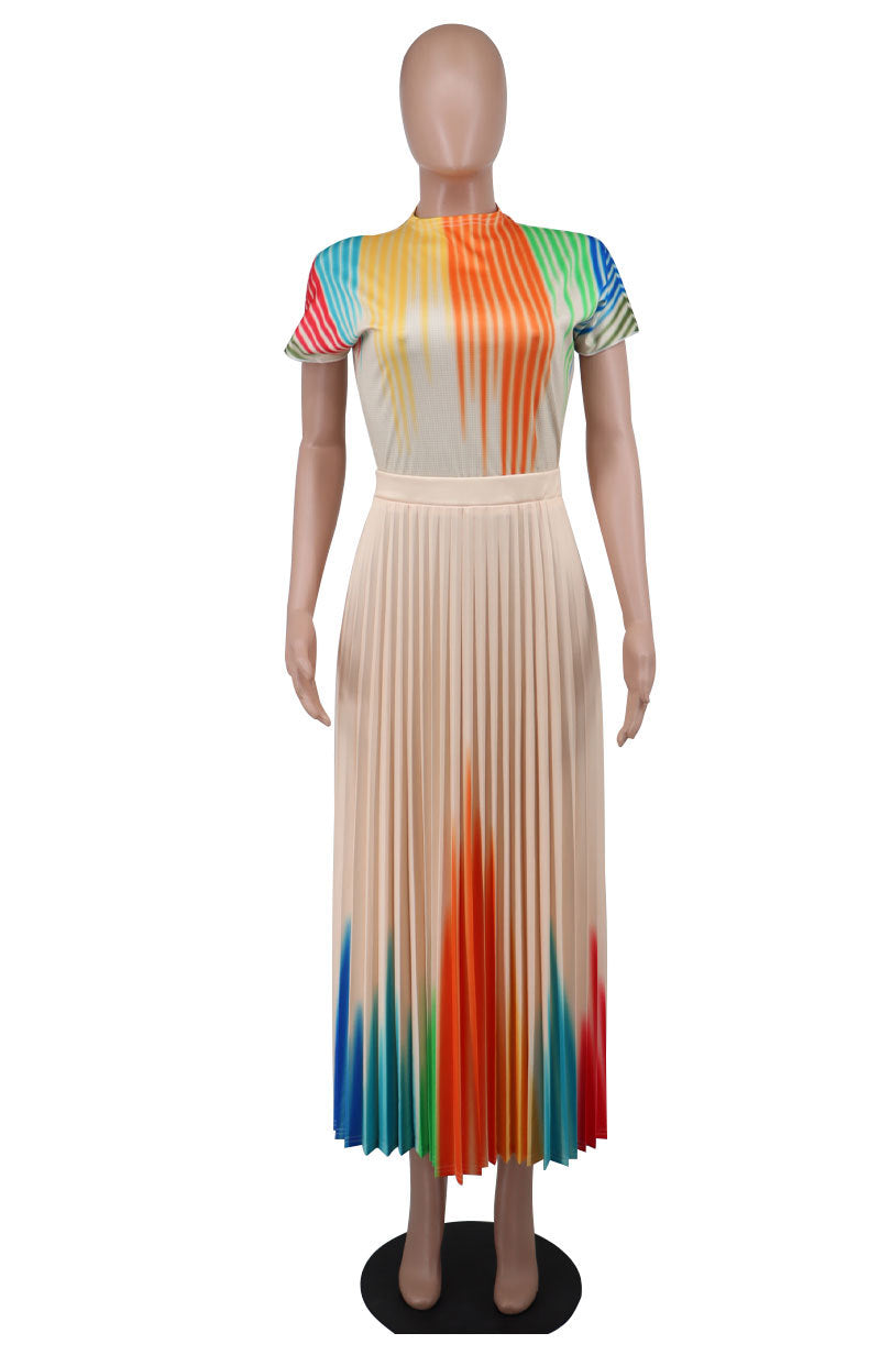 Plus Size Women Short Sleeve Printed Loose Dress 13