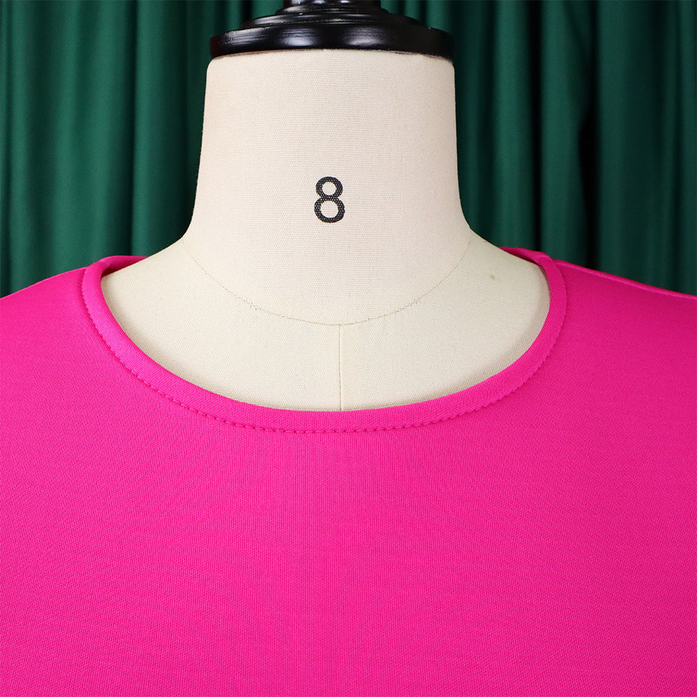 Women Round Neck Puff Sleeve Dress 46